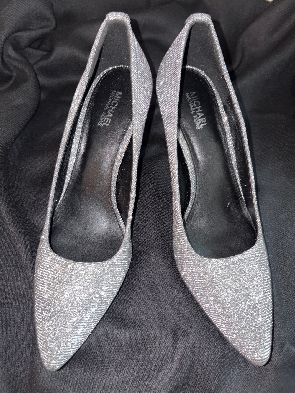 Michael Kors Silver Glitter Pointed Heels